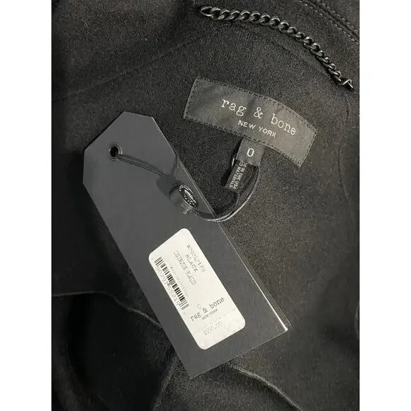 rag & bone Lexington Wool Blazer black jacket women size 0 Made In USA A003012